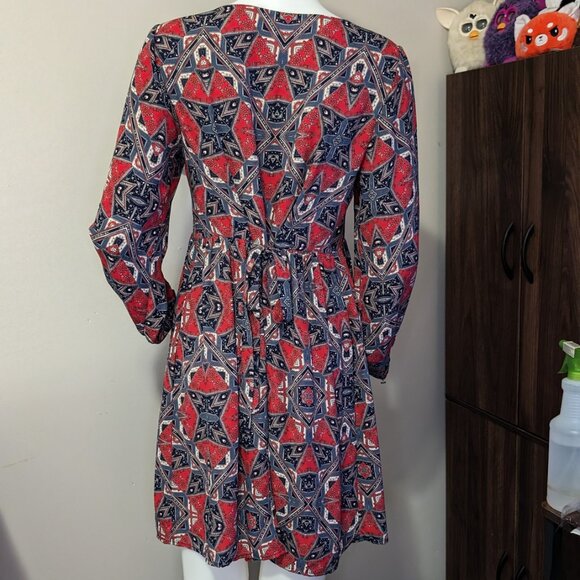 Paper Crown Red and Blue Patterned Dress M EUC - Picture 5 of 5